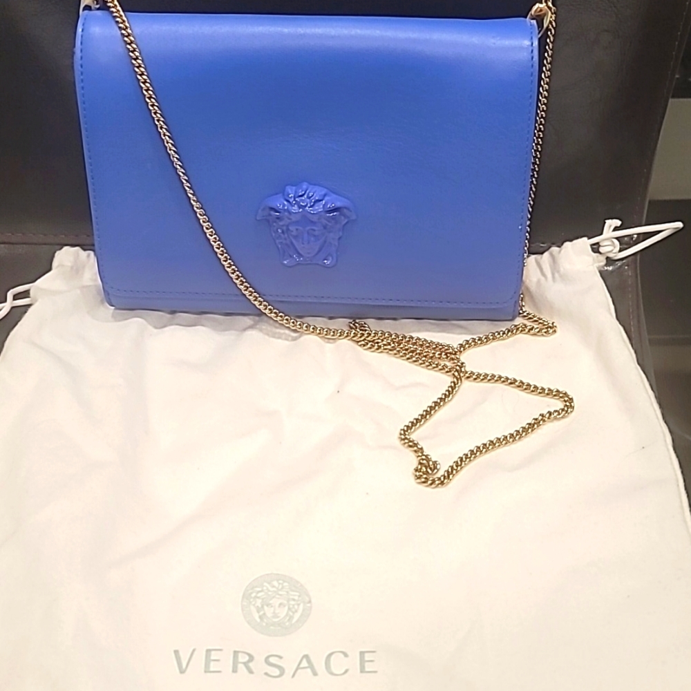 Authentic Versace Blue Clutch, Shoulder Bag